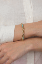 14 Ayar Altın Cetaş Mavi Mineli Zincir Bileklik 423 - Görsel 2