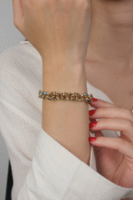 14 Ayar Altın Cetaş Mavi Mineli Zincir Bileklik 425 - Görsel 2