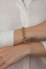 14 Ayar Altın Cetaş Mavi Mineli Zincir Bileklik 425