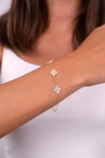 14 Ayar Altın Taşlı Üçlü Yonca Bileklik 24