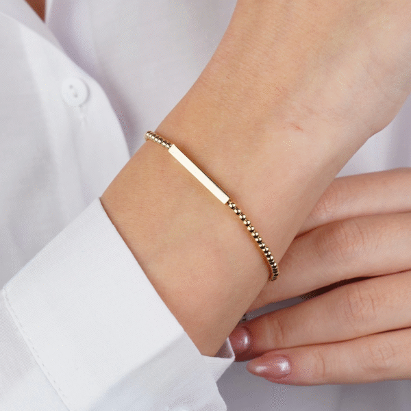 14 Ayar Altın Plaka Detay Bileklik 578