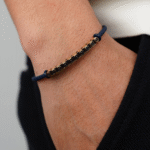 14 Ayar Altın Lacivert İpli Erkek Bileklik 582