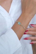 14 Ayar Altın Mavi Mineli Bileklik 487