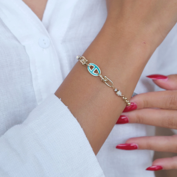 14 Ayar Altın Mavi Mineli Bileklik 487