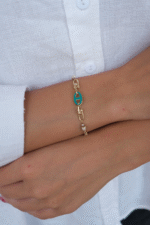 14 Ayar Altın Mavi Mineli Bileklik 487 - Görsel 2