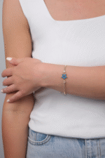 14 Ayar Altın Mavi Yıldız Detaylı Balık Sırtı Bileklik 23 - Görsel 2