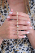 14 Ayar Altın Beyaz Mineli Ataç Zincir Bileklik 439 - Görsel 3