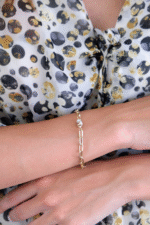 14 Ayar Altın Beyaz Mineli Ataç Zincir Bileklik 439 - Görsel 2