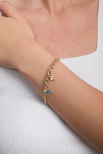 14 Ayar Altın Üç Renkli Sallantılı Bileklik 93