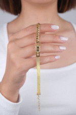 14 Ayar Altın Hasır Desenli Zincir Bileklik 82 - Görsel 3