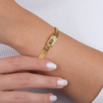 14 Ayar Altın Hasır Desenli Zincir Bileklik 82