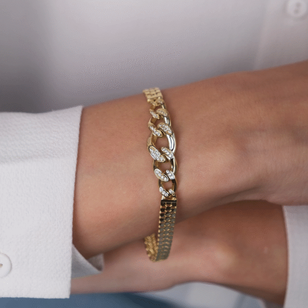 14 Ayar Altın Taşlı Gurmet Zincir Bileklik 385