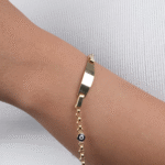 14 Ayar Altın Nazar Boncuklu Çocuk Künyesi 17