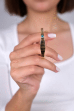 14 Ayar Altın Mavi Çiçekli Çocuk Kelepçesi 17