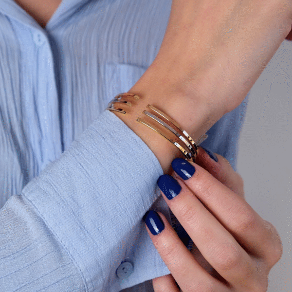 14 Ayar Altın Üç Sıra Kelepçe 8