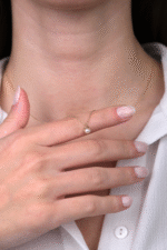 14 Ayar Altın Beyaz Boncuk Kolye 356 - Görsel 3