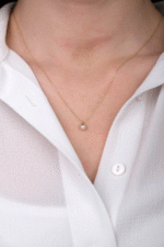 14 Ayar Altın Beyaz Boncuk Kolye 356 - Görsel 2