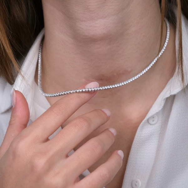 14 Ayar Beyaz Altın 2 mm Su Yolu Kolye 414