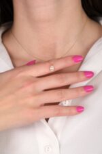 14 Ayar Altın Minimal Taşlı Oval Kolye 85