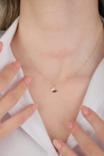 14 Ayar Altın Taşlı Kelebek Kolye 410 - Görsel 2