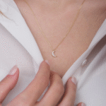 14 Ayar Altın Taşlı Ay Kolye 360