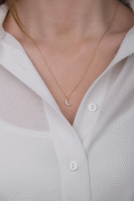 14 Ayar Altın Taşlı Ay Kolye 360 - Görsel 2