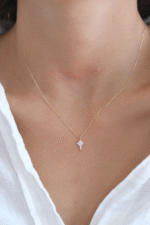 14 Ayar Altın Taşlı Kuzey Yıldızı Kolye 433 - Görsel 2