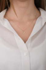 14 Ayar Altın Taşlı Çember Kolye 355 - Görsel 2