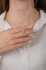 14 Ayar Altın Taşlı Çember Kolye 355 - Görsel 3