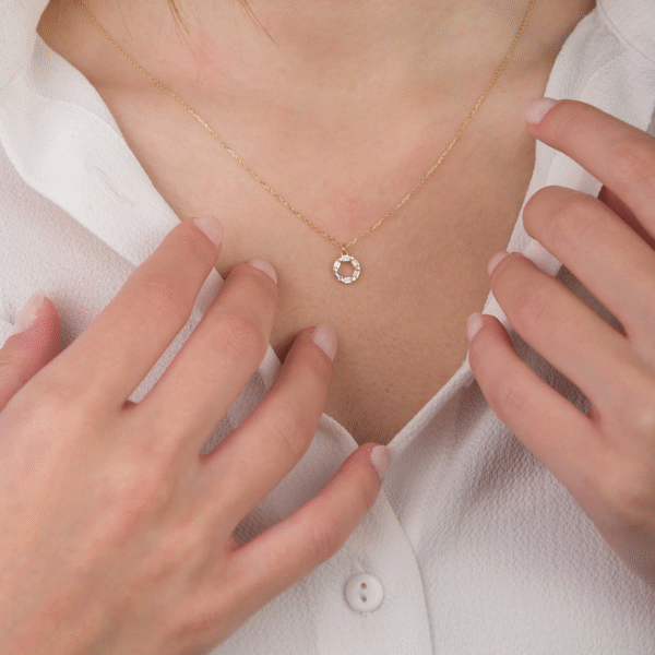 14 Ayar Altın Taşlı Çember Kolye 355