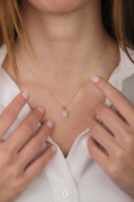 14 Ayar Altın Taşlı Baget Kolye 352 - Görsel 2