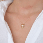 Güzide 14 Ayar Altın Taşlı Kalp Kolye 443