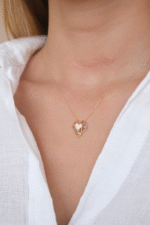 Güzide 14 Ayar Altın Taşlı Kalp Kolye 443