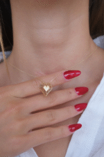 Güzide 14 Ayar Altın Taşlı Kalp Kolye 443 - Görsel 3