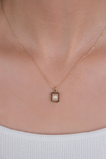 14 Ayar Altın Taşlı Baget Kolye 24 - Görsel 2