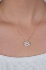 14 Ayar Altın Taşlı Kar Tanesi Kolye 15 - Görsel 2