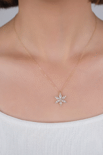 14 Ayar Altın Taşlı Çiçek Kolye 42 - Görsel 2