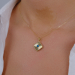 14 Ayar Altın Nazar Boncuklu Dörtgen Kolye 147