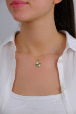 14 Ayar Altın Nazar Boncuklu Dörtgen Kolye 147 - Görsel 2