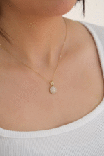 14 Ayar Altın Taşlı Yuvarlak Kolye 111 - Görsel 2