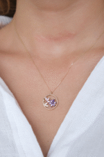 14 Ayar Altın Taşlı Çiçek Kolye 440