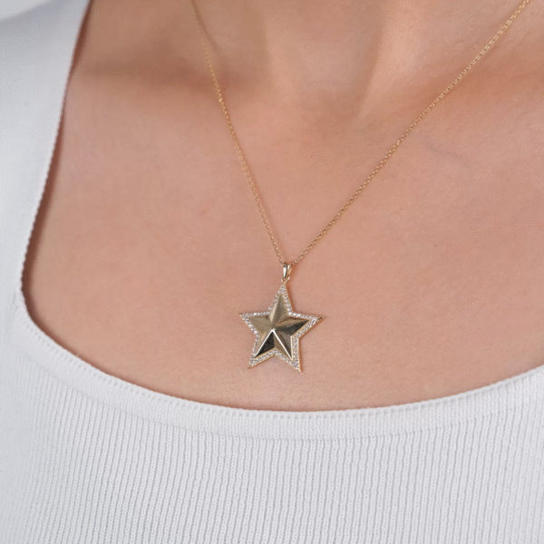 14 Ayar Altın Taşlı Yıldız Kolye 149