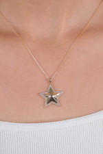 14 Ayar Altın Taşlı Yıldız Kolye 149 - Görsel 2