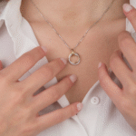 14 Ayar Beyaz Altın Taşlı Halka Kolye 364