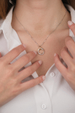 14 Ayar Beyaz Altın Taşlı Halka Kolye 364