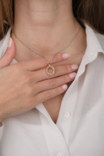 14 Ayar Beyaz Altın Taşlı Halka Kolye 364 - Görsel 3