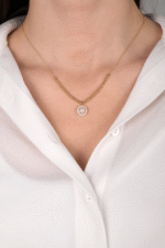 14 Ayar Altın Taşlı Yuvarlak Kolye 57