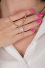 14 Ayar Altın Taşlı Yuvarlak Kolye 57 - Görsel 3