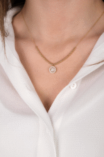 14 Ayar Altın Taşlı Yuvarlak Kolye 57 - Görsel 2