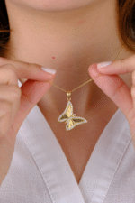 14 Ayar Altın Kelebekli Kolye Ucu 244 - Görsel 2